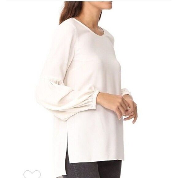 Elizabeth and James Harriet Pleated Long Balloon Sleeve Tie Neck Blouse XS - Picture 9 of 13